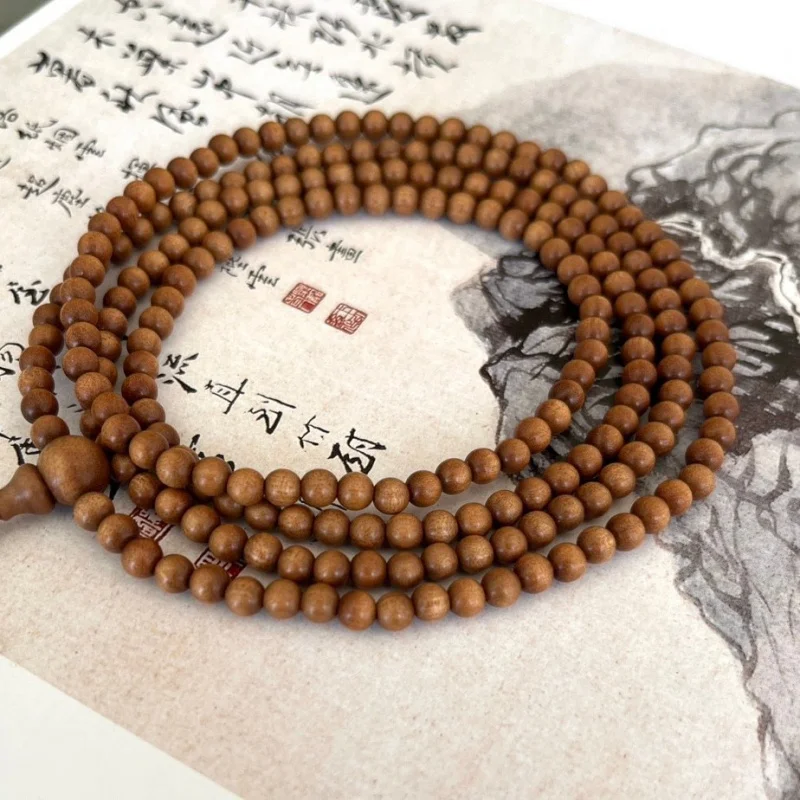 

Authentic Indian Mysore Old Mountain 4mm 216 Beads Sandalwood Bracelet Women's Exquisite Necklace Ornament
