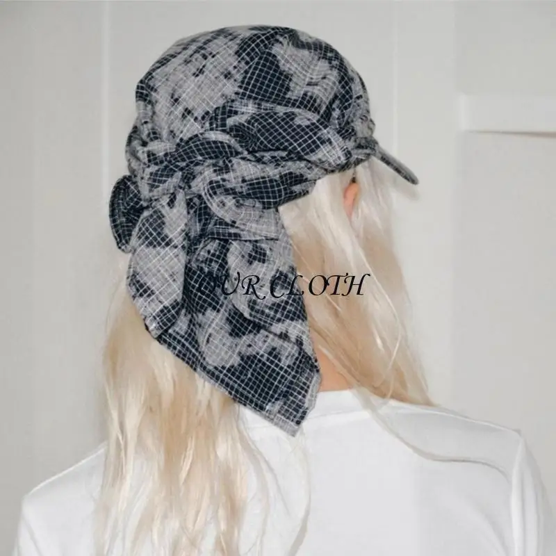 Plaided Baseball Caps With Adjustable Tie Breathable Bandana Hats for Casual Wear Y1AC