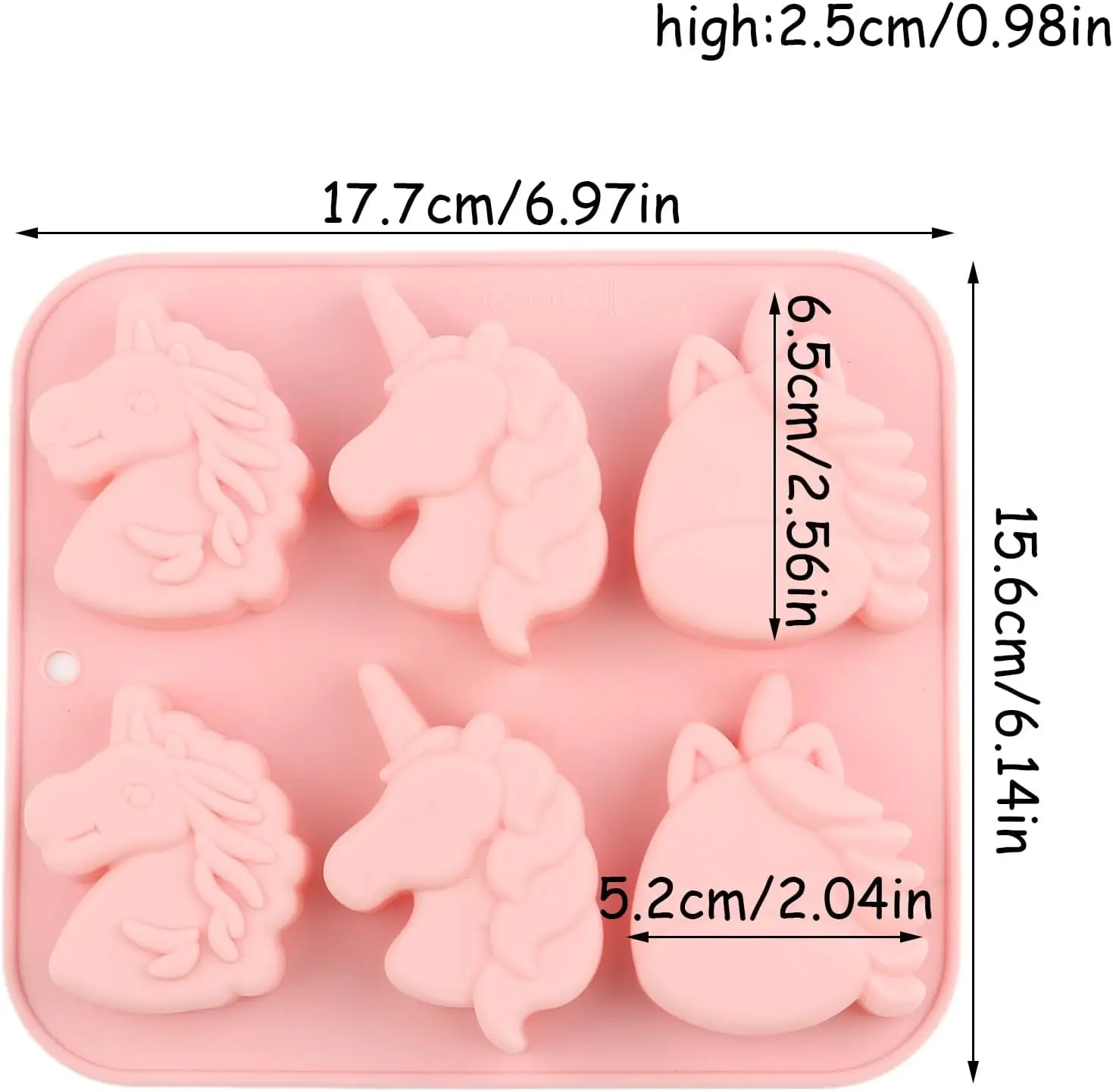 6 Cavity Unicorns Silicone Candy Molds Unicorn Head Chocolate Mold for Candy Chocolate Cake Decoration Accessories