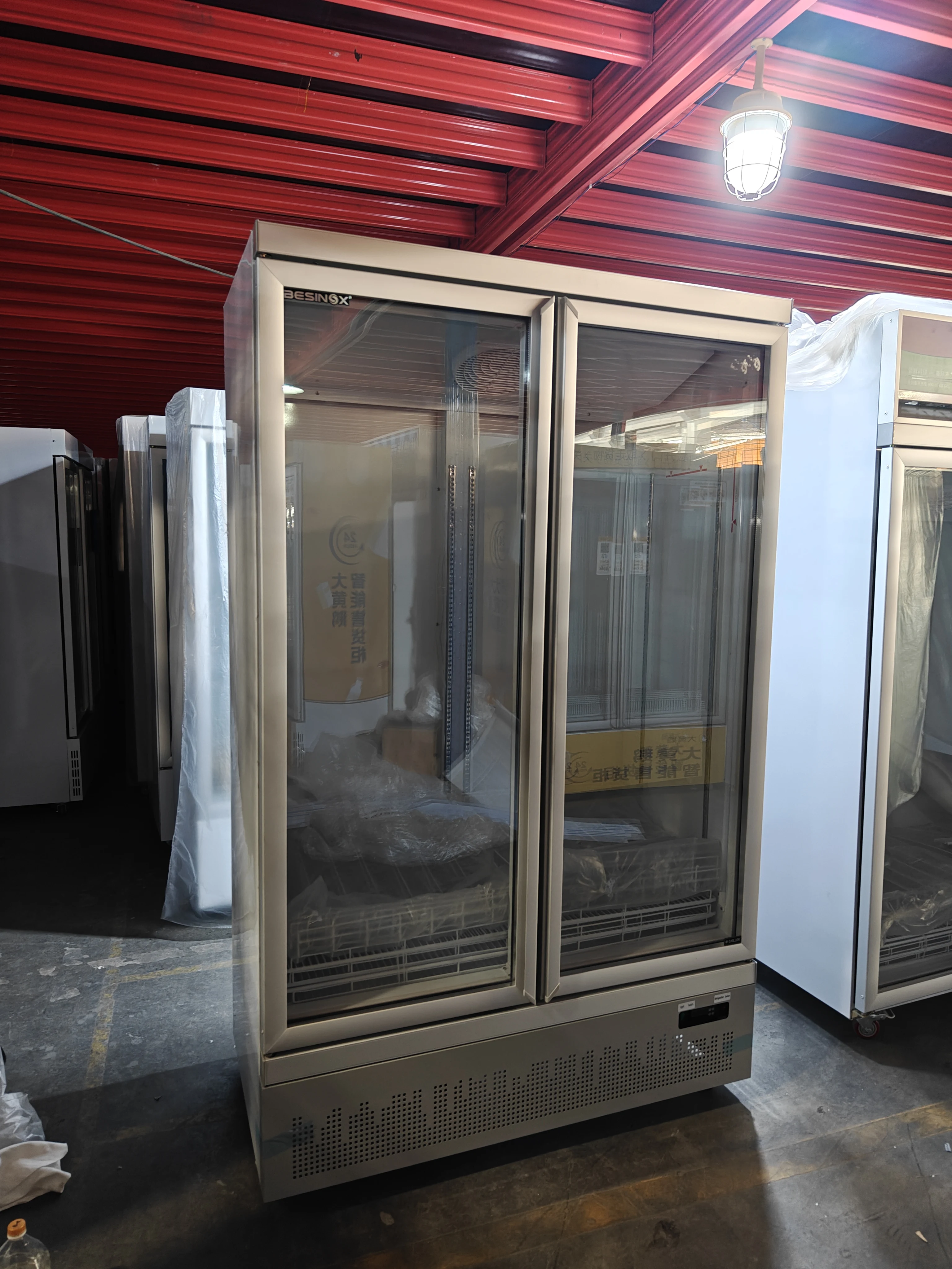 Frozen Fish Vertical Showcase Glass Door Freezer Upright Showcase Freezer