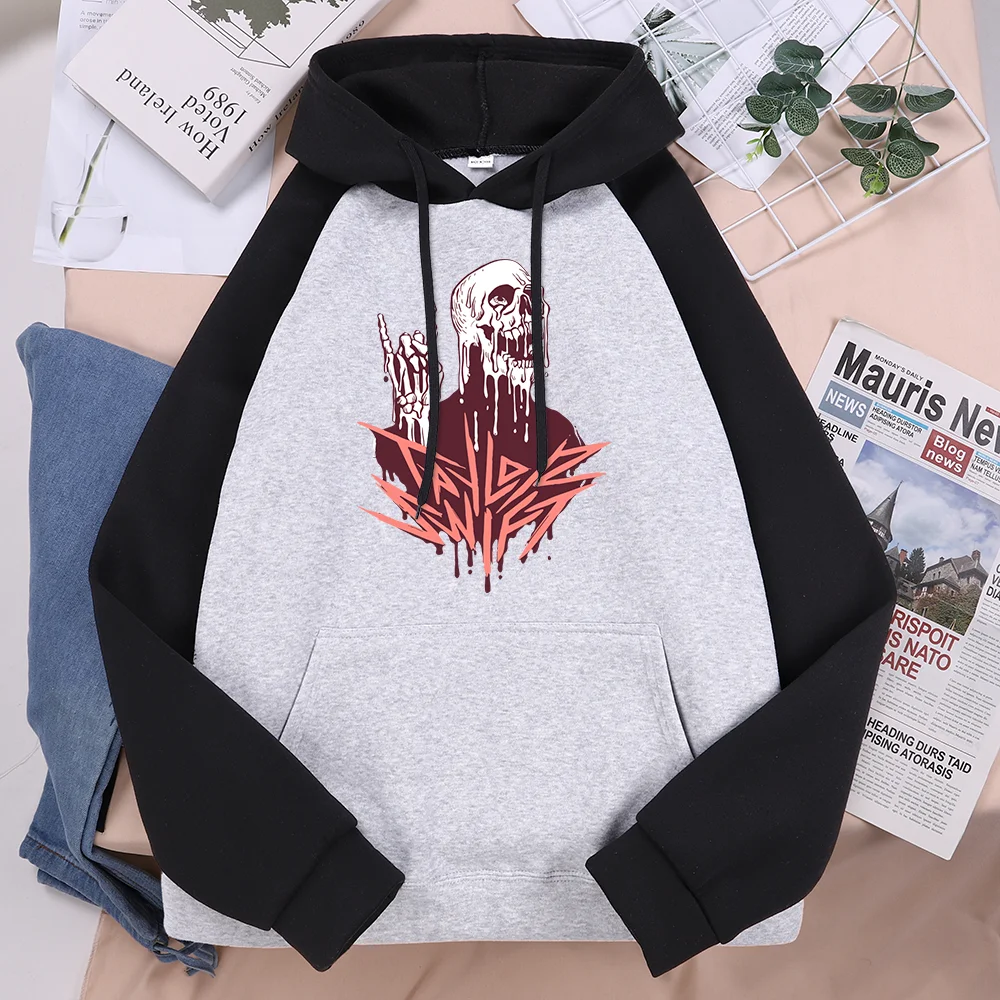 

Metal Swift Melted Skull Rock Style High Street Prints Men Raglan Sleeve Hoodies Fashion Pocket Pullover Casual Mans Sweatshirts