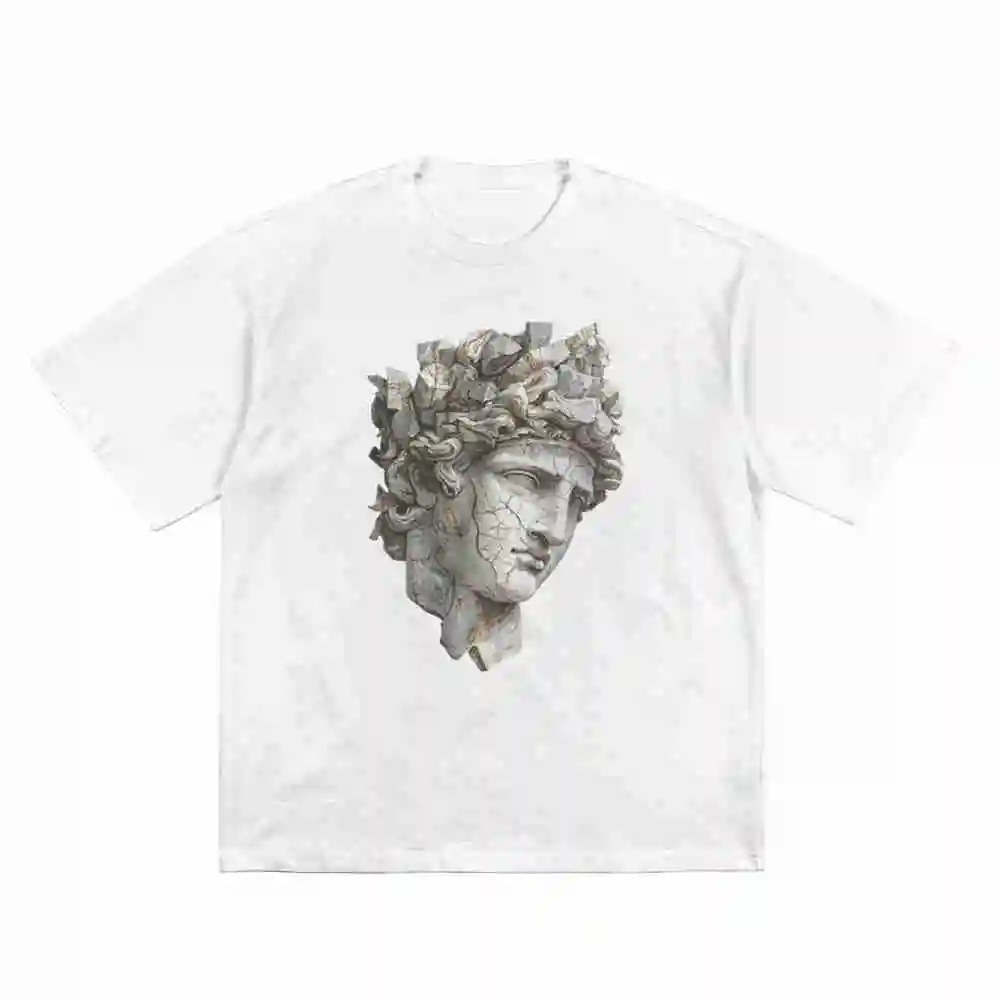 Classical Statue Head Marble Bust Art Short Sleeve Tee 100% Cotton T-Shirt