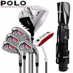 POLO. Mens Male Men 6-Pieces Half Golf Clubs Carbon Graphite Shaft Set with Bag for Leaner Beginner