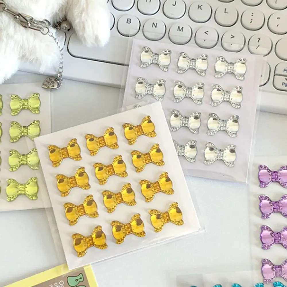 Cute Bow Drill Stickers Cartoon Creative Decorative Sticker 3D Stereoscopic Delicate Ledger Decoration Materials