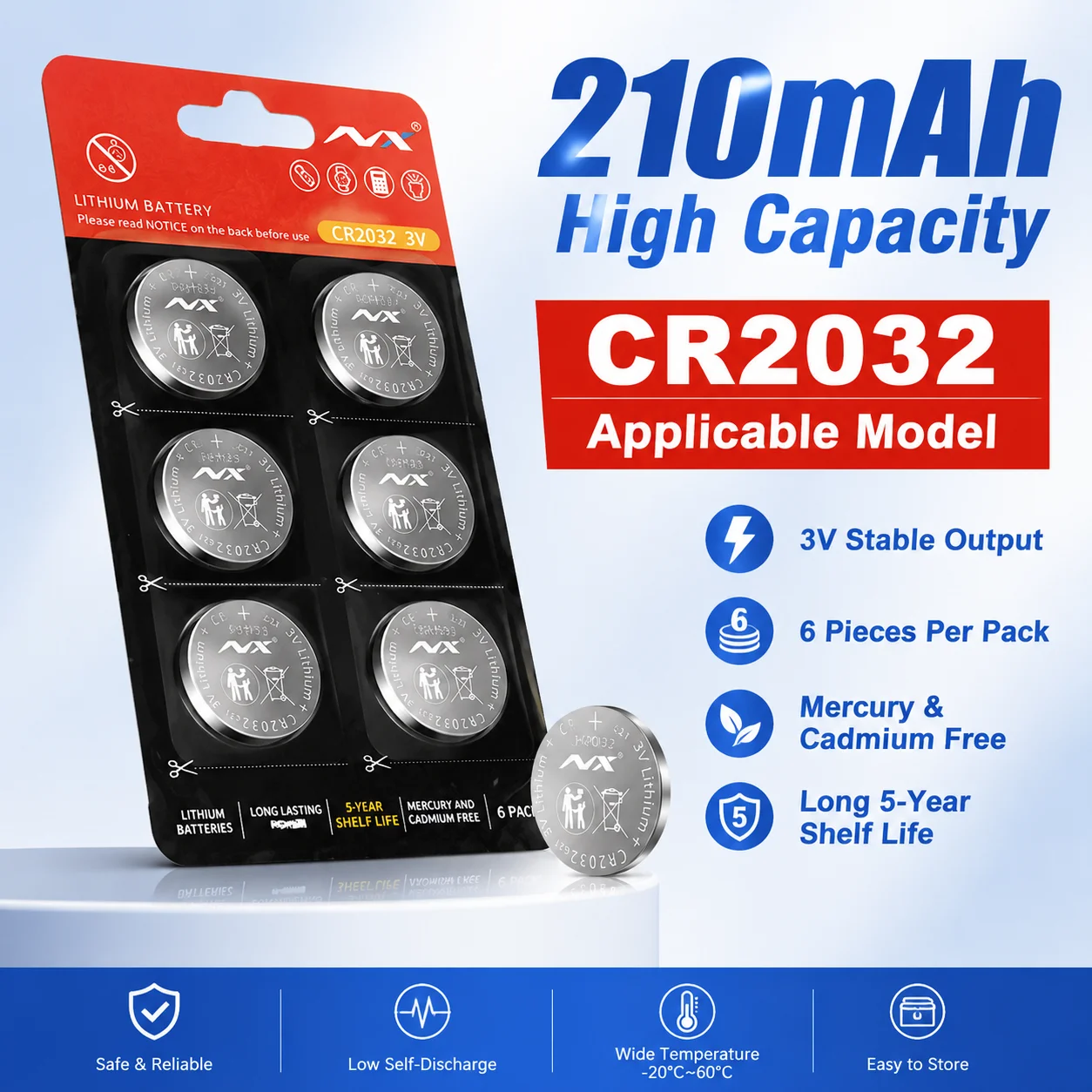 PURFIELD CR2032 3V 210mAh Lithium Coin Cell Equivalent BR2032 LM2032 Fit Wrist Watch Wall Clock Auto Remote Control Key Gadgets