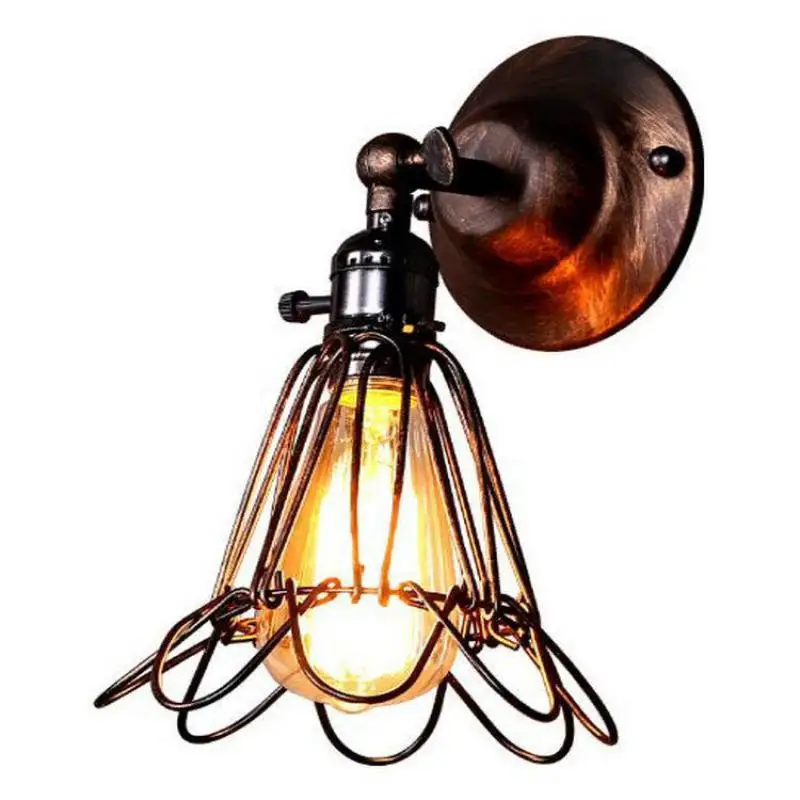 

Bird Cage Antique Rustic steel Wall Lamp Industrial loft lighting Home Corridor stairwell E27 Edison wrought iron wall sconces