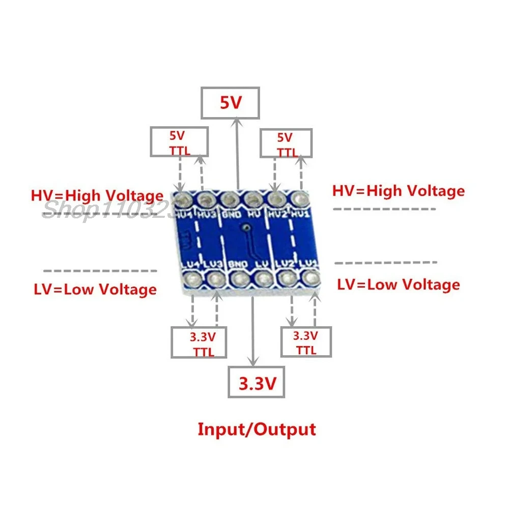 10PCS 4 Channels IIC I2C Logic Level Shifter Bi-Directional Module Safely Steps Down 3V to 5V Level converter for Arduino