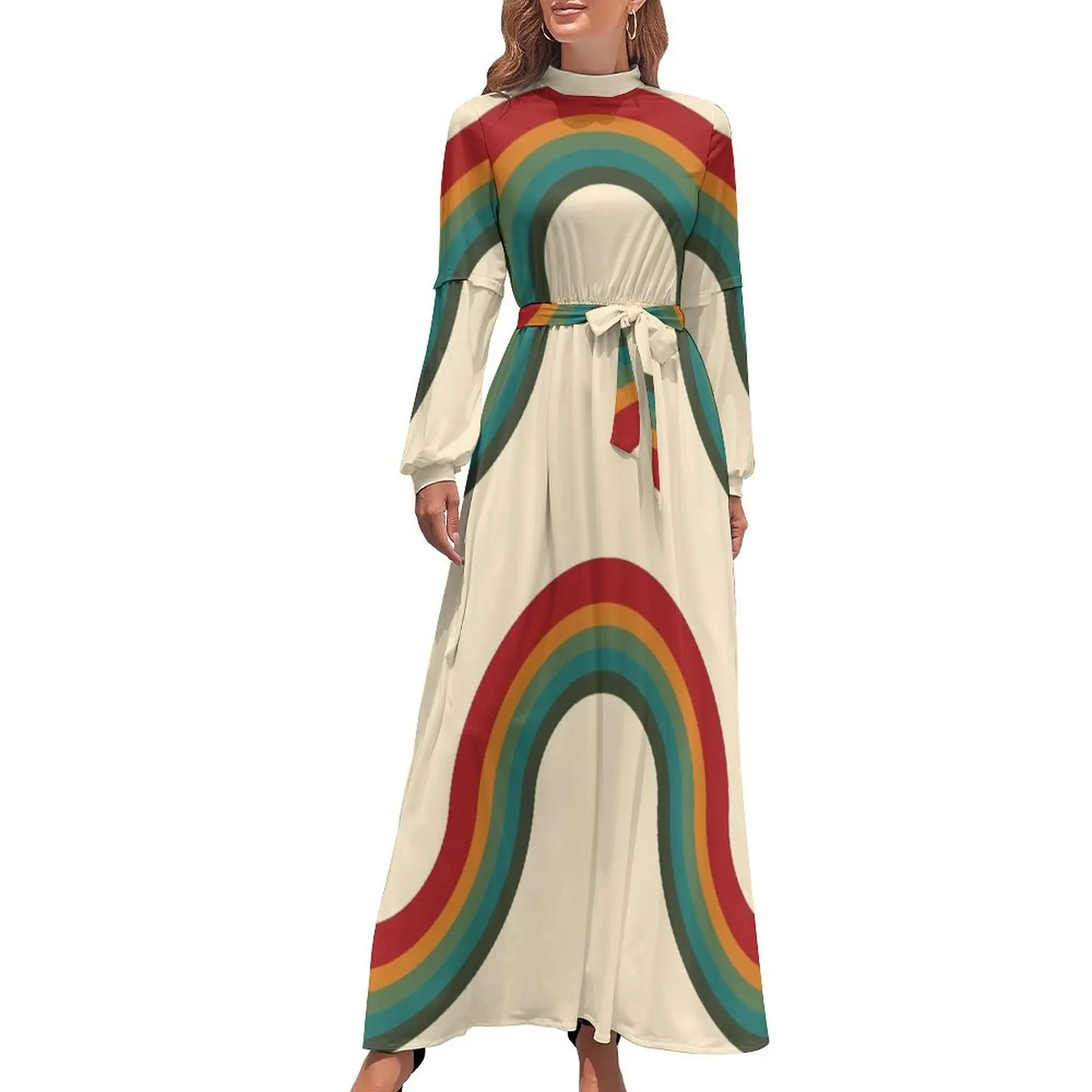 

70s Retro Style Stripes Long Dress clothes for woman evening dress woman luxury dresses