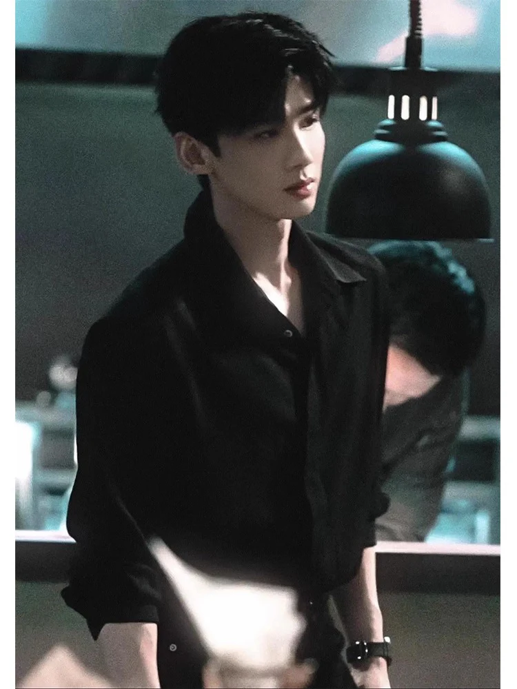 

Мужской кардиган Bla Long Sleeve с воротником-стойкой, на пуговицах, не требует глажки, модный, молодежный, осенний, стандартной длины, с открытым передом