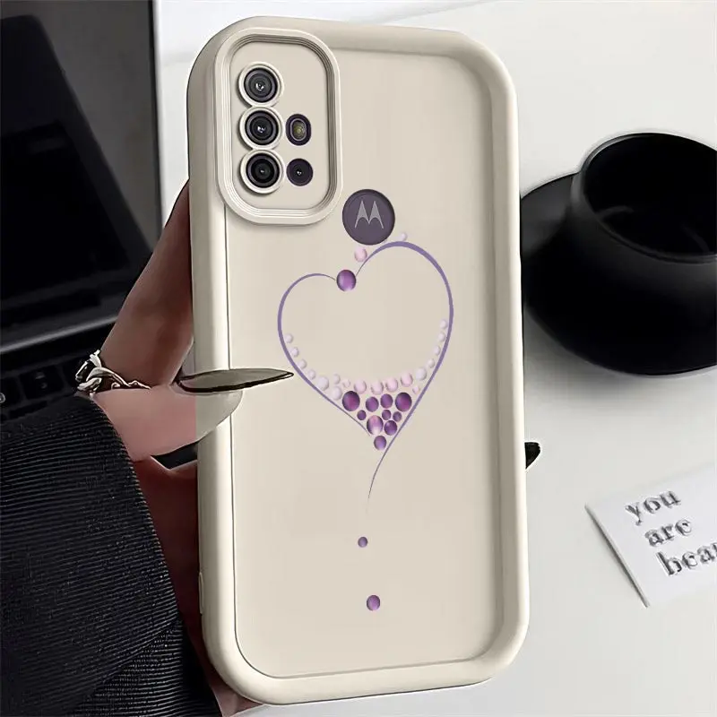 G30 Pinkish Purple Heart New Sky Eye Phone Case For Motorola Moto G20 Shatterproof Camera Protection Moto G10 Soft Back Cover