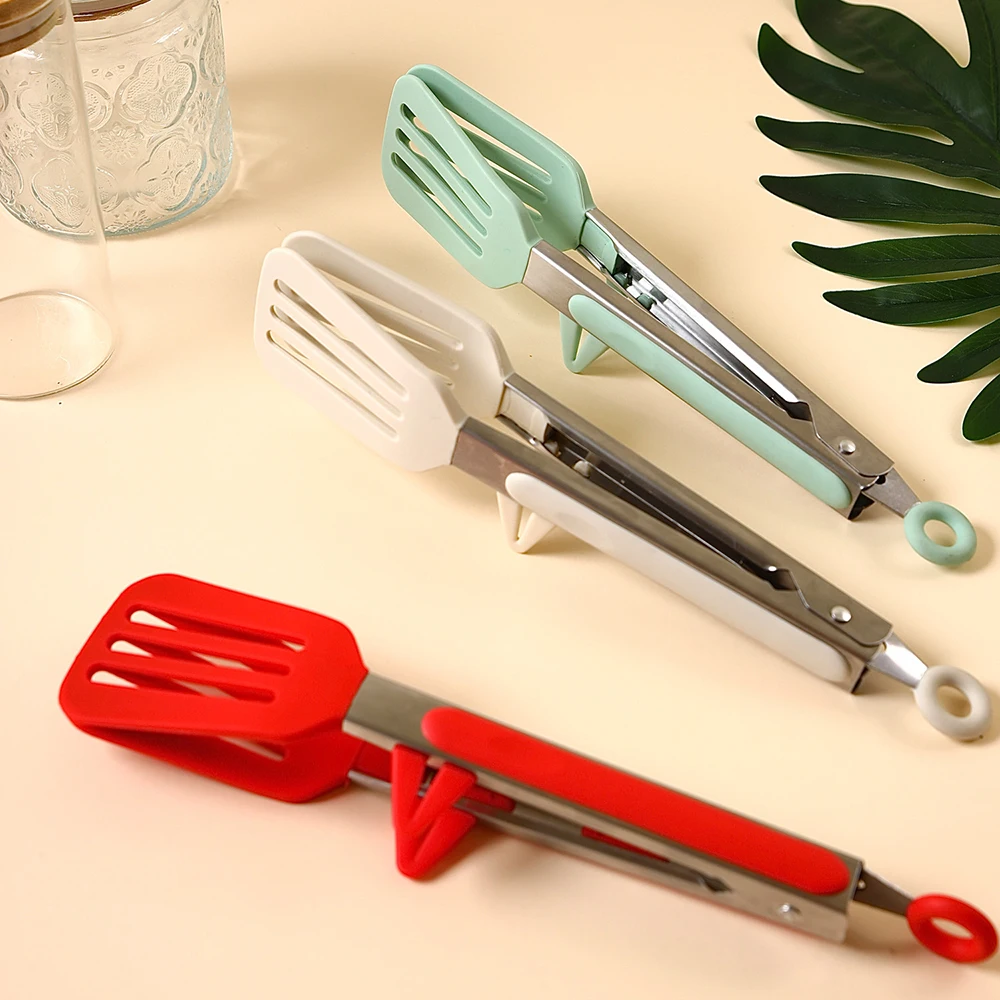 Food Tong Stainless Steel Kitchen Tongs Silicone Nylon Non-Slip Cooking Clip Clamp BBQ Salad Tools Grill Kitchen Accessories