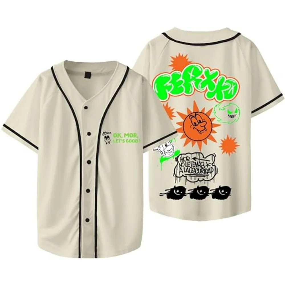 Feid Ferxxo Ferxxocalipsis Tour Merch Baseball Jersey V-Neck Shirt Short Sleeve Streetwear Clothes