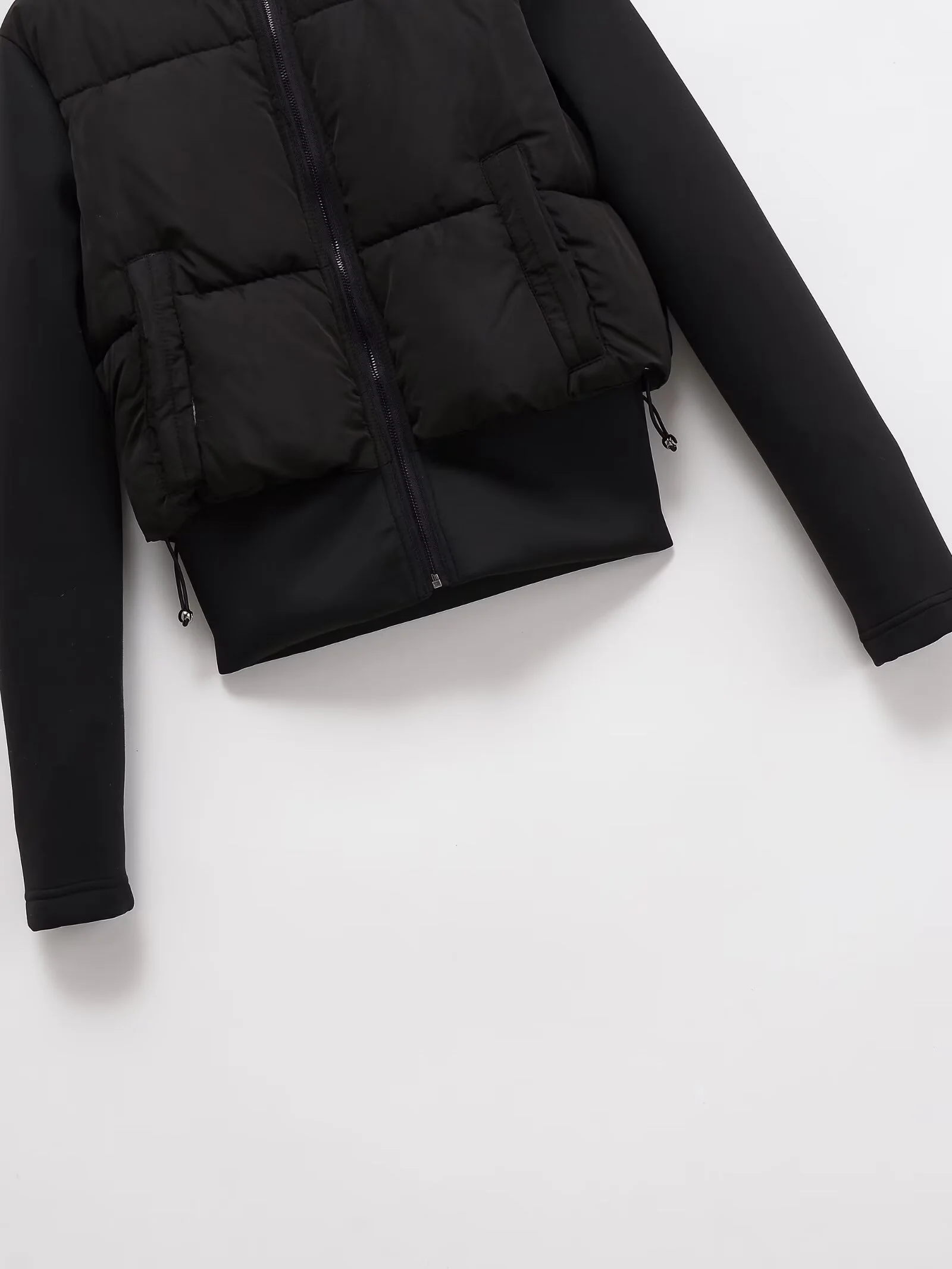 UNIZERA2025 otoño nueva mujer casual moda delgada tela elástica empalme abrigo de algodón cálido abrigo de algodón con capucha