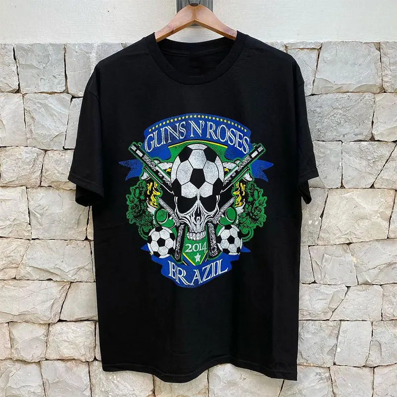 

Guns'N'Roses, винтажная футболка с короткими рукавами в стиле рок в совместной работы с розовым футболом, — это высококачественный люксовый бренд Instagram