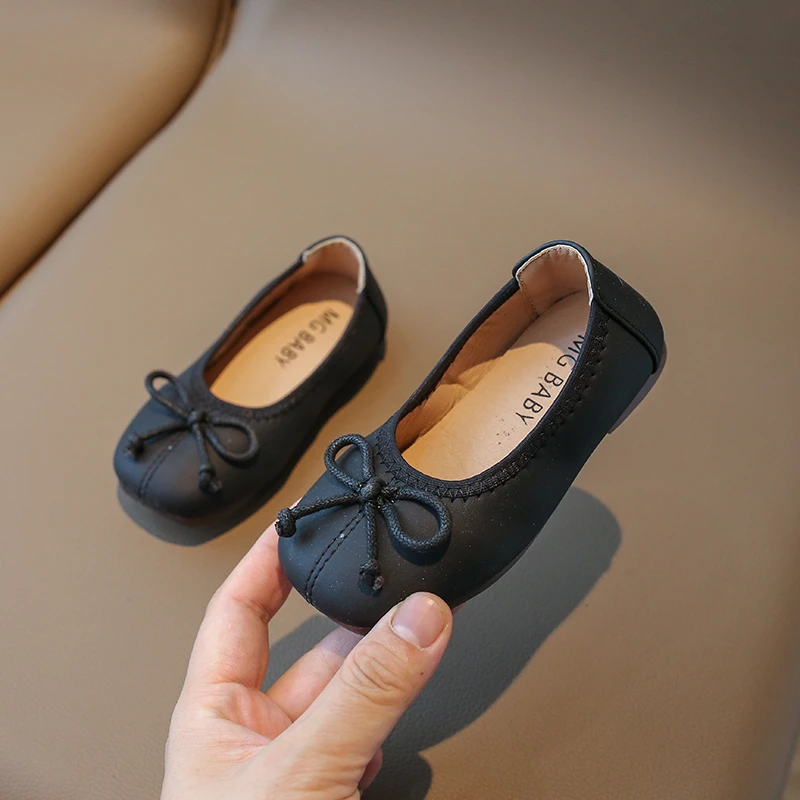 أحذية ماري جينس مسطحة من الجلد الصناعي سهلة الارتداء بفيونكة للأطفال ، أحذية ضحلة للأطفال ، حذاء بناتي خفيف مانع للانزلاق ، 3 ألوان ، الخريف ، 21-35 #5