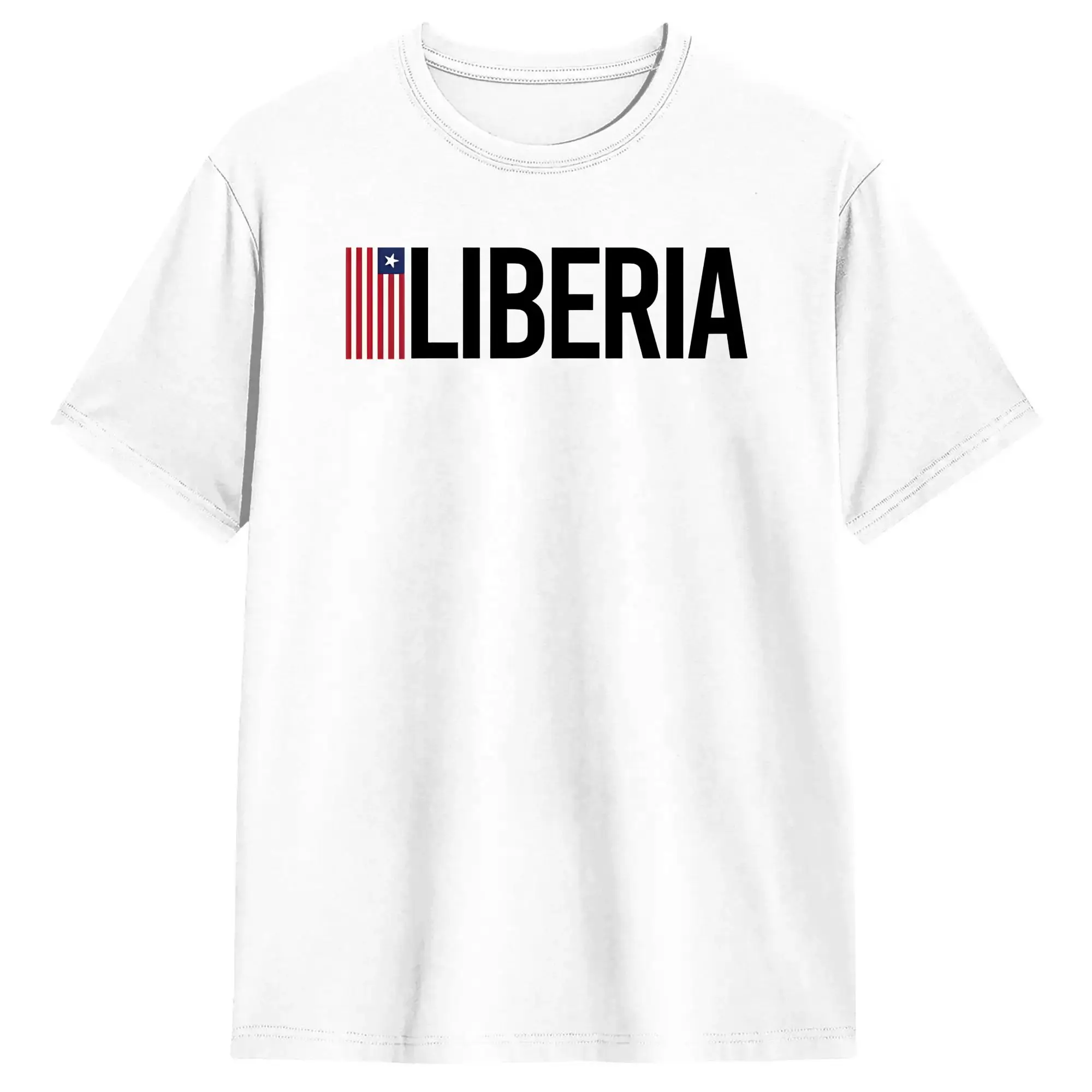 Liberia Country Flag  T-Shirt Summer  Pure Cotton T Shirts For Couple Hipster Print Tshirt Short-Sleeve Vintage Tees