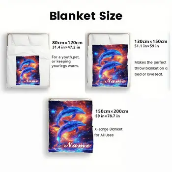 パーソナライズされたカスタマイズされた名前のギャラクシードルフィンブランケット - 宇宙の海のイルカ柄の軽量で柔らかいショール。 6 best sales イルカのブランケット - №3