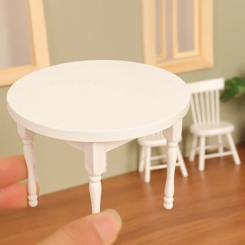 Minimuebles de casa en miniatura, mesa de comedor y silla de madera, Decoración de cocina, adorno, 1:12, 1 Juego