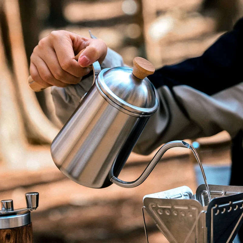 Pour Over Coffee Kettle Gooseneck Stainless Steel Tea Kettle, Hand Maker Brewed Pot Bean Grinder Folding Filter Cup view 6