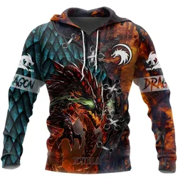 Tatuagem e Dungeon Dragon Hoodie impresso 3D para homens, pulôver Deluxe unissex, jaqueta casual, treino, streetwear, streetwear