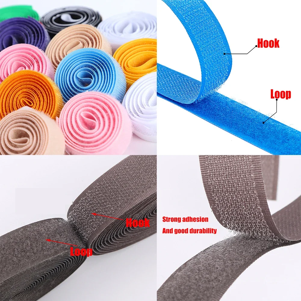 2M/Pair 20MM Sew On Hook and Loop Fastener Tape Nylon Fabric Magic Fastener Tape Non-Adhesive DIY Craft Supplies Sewing Fastener