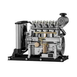 TECHING Mini 4 Cylinder Diesel Engine Metal Mechanical DIY Assembly Engine Model Toy Kit