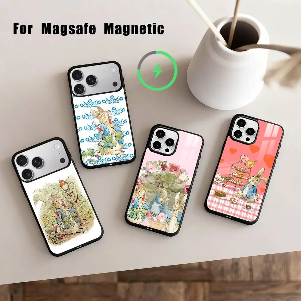 

Cute Role P-Peter R-Rabbit Phone Case For iPhone17,16,15,14,13,12,11 Plus,Pro Max Magnetic For Magsafe Wireless Charging