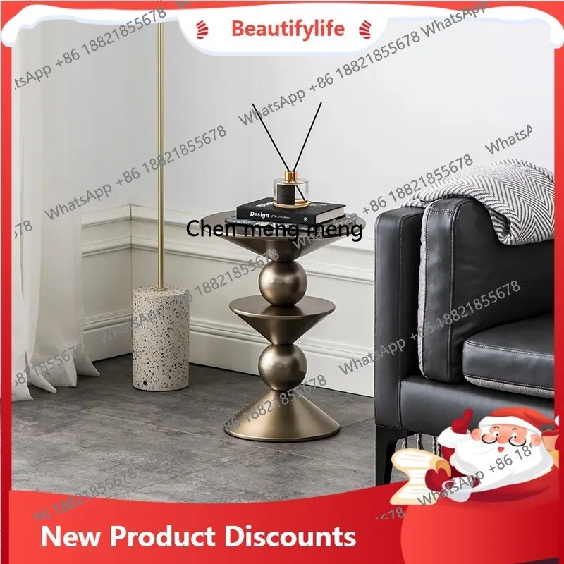

D178 d06 Light Luxury Side Table Nordic Simple Retro Metal Round Small Coffee Table Sofa Style Side Table
