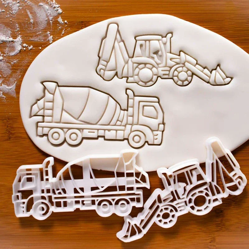 Cartoon Engineering Car Fire Truck Ambulance Tractor Cookie Mold Fondant Icing Biscuit Cutter Mold Butter Cookie Embosser Mold