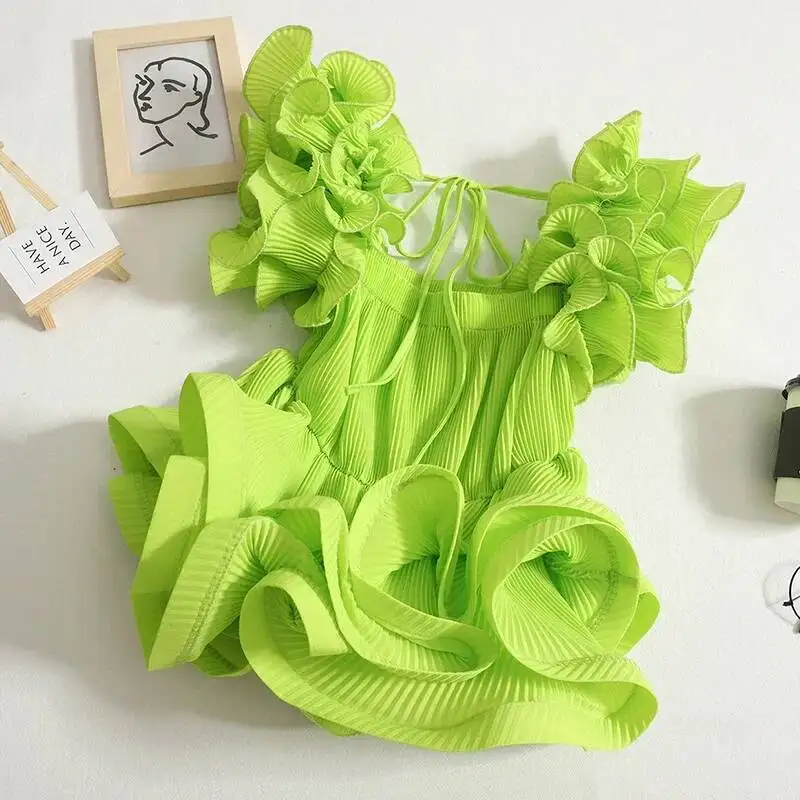 BabYoung Design Senseเสื้อFemme RuffledจีบBlousa 2025 ฤดูร้อนใหม่สีทึบสแควร์คอปิดไหล่แนวโน้มเสื้อ