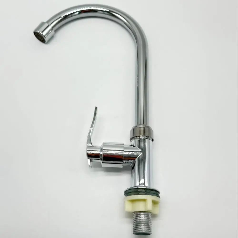 Modern Style Kitchen Sink Faucet Single Cold Water Tap Plastic Body Stainless Steel Nozzle Vertical Sink Mixer