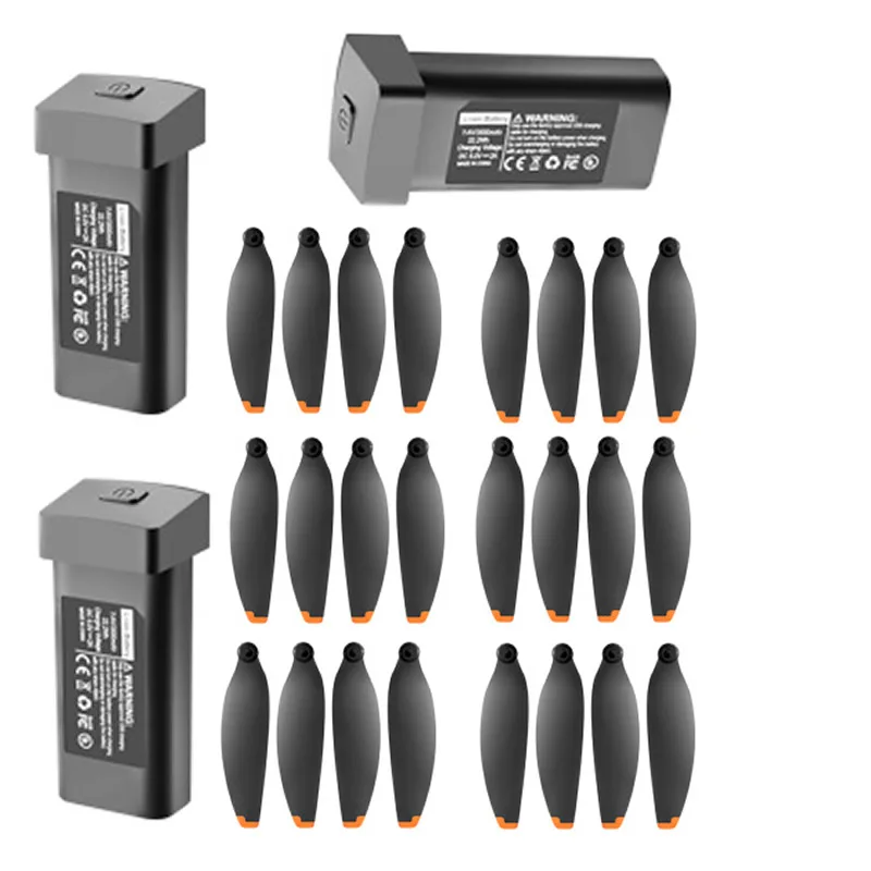 7.4V 3000mAh Li-ion Battery 3PCS + Blade Propeller 12PCS Maple Leaf Wing Fan Props for S135 GPS Drone Brushless RC Quadcopter