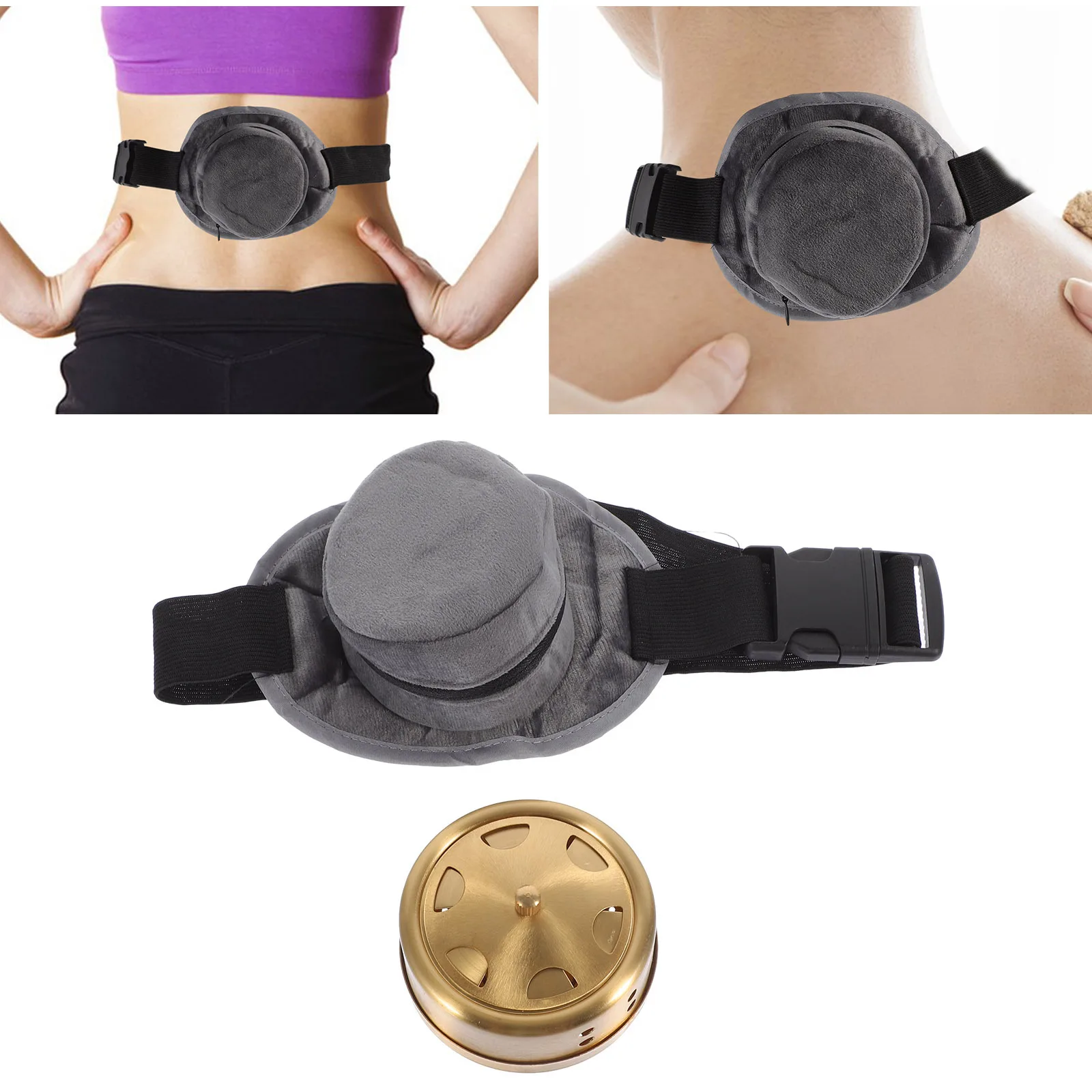 

1Pcs Smokeless Copper Moxa Box Portable Adjustable Ventilation for Pain Relief Tool with Cloth Cover Random