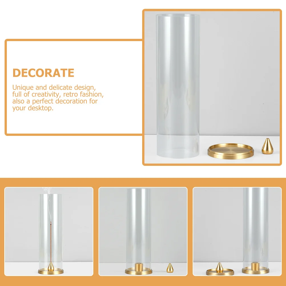 

1Set Incense Stick Holder Brass Acrylic Stable Desktop Incense Burner Relaxing Aromatherapy Home Decoration