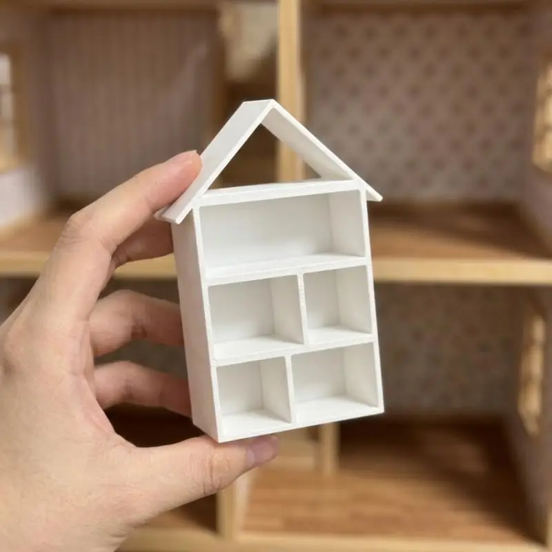 Dollhouse House Shaped Storage Cabinet Model Miniature Display Shelf Ornament Micro Scene Furniture Decor Accessories