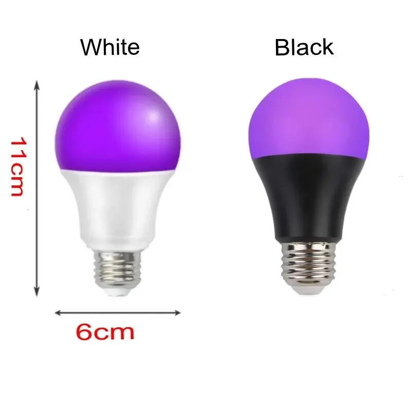 9W Led Black Light Bulb E27 UV 395nm Glow in Dark for Body Paint Club Party Neon Posters Led Blacklight 385-400nm Led Bulb Lamp