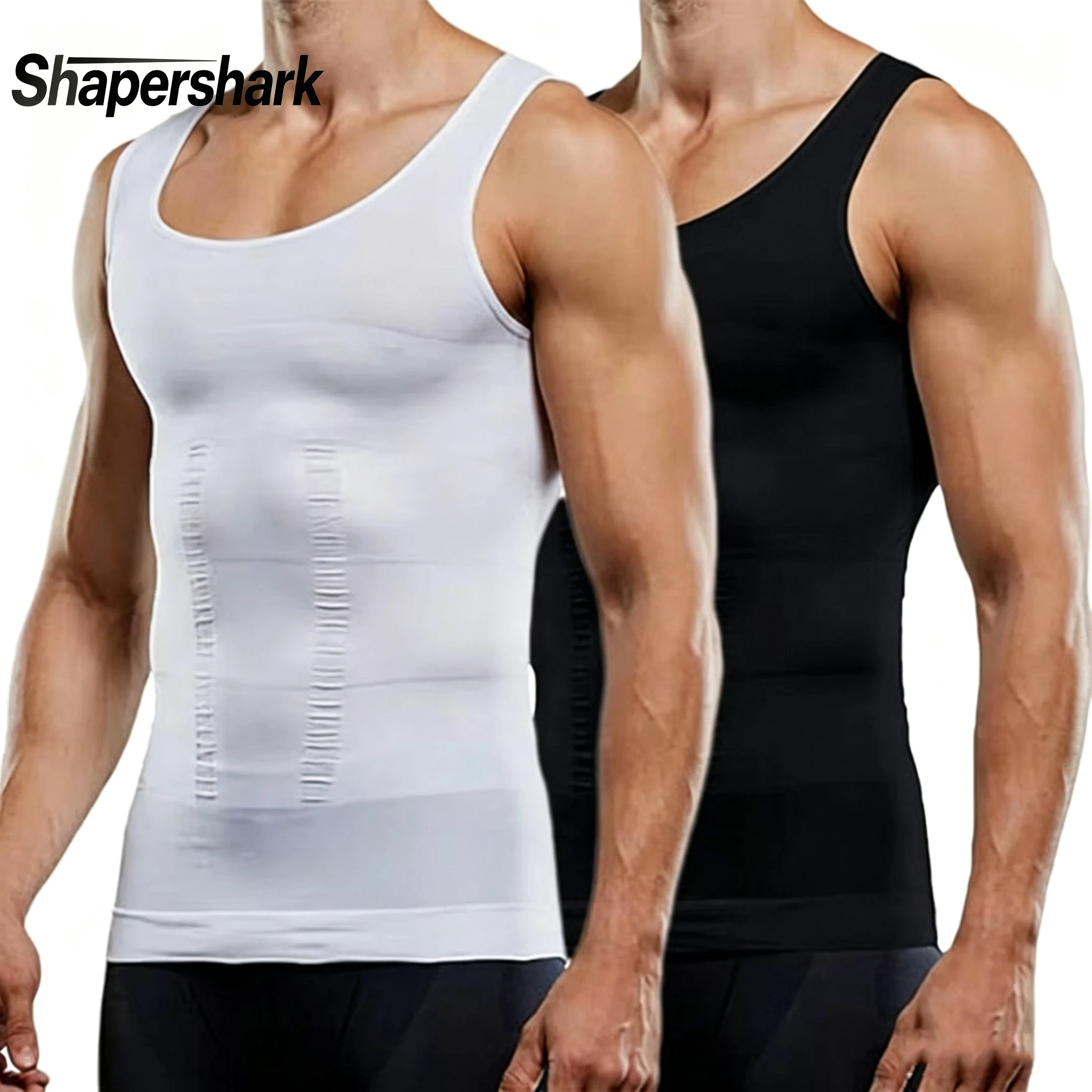 1-2Pcs Men's Shapewear Compression Shirt Tummy Control Slimming Vest Waist Trainer Body Shaper Corset Underwear High Elasticity