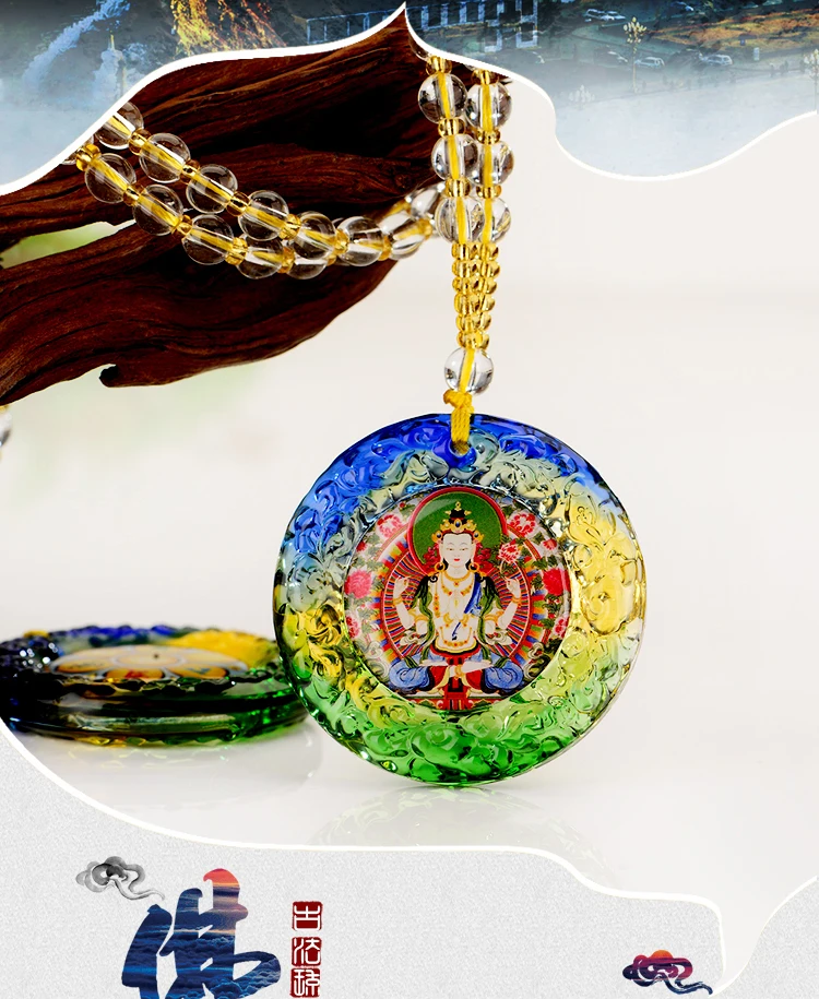 Wholesale Buddhist supplies 9PCS GOOD Buddha Guan yin Guru Rinpoche Jambhala all-powerful Mantra crystal  Amulet Talisman