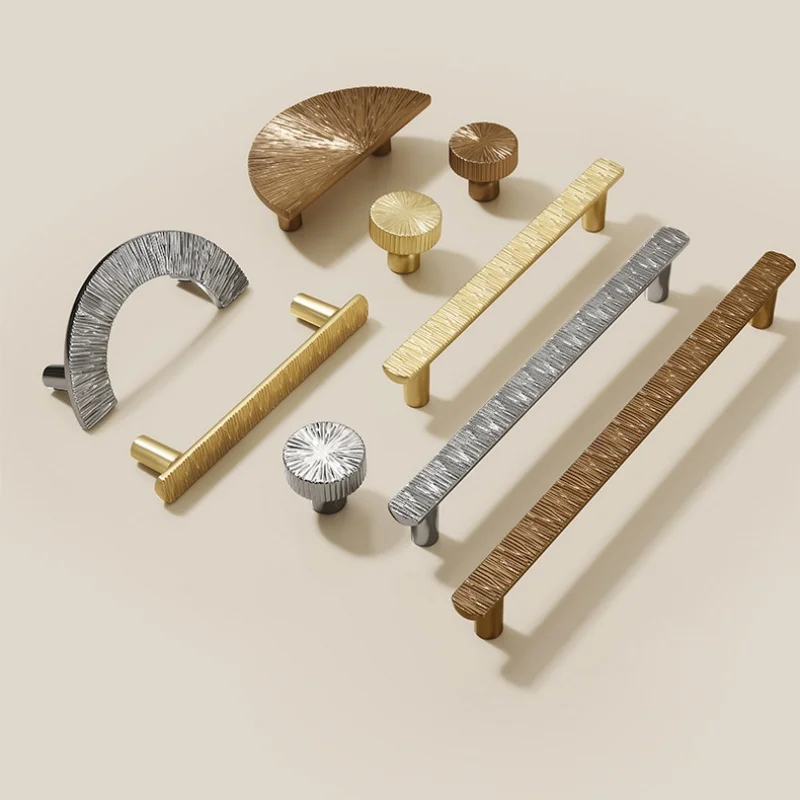 High-end Hammered Texture Kitchen Cabinet Storage Handles Drawer Knobs Cupboard Wardrobe Closet Door Pulls Furniture Handles