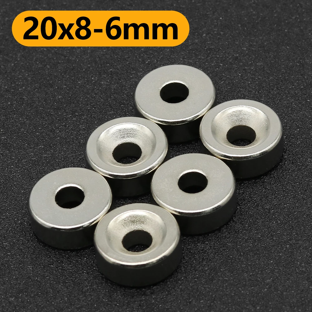 20x8-6mm N35 Round Disc Neodymium Magnet NdFeB Permanent Magnet with Countersunk Screw Hole for DIY Industrial Mounting