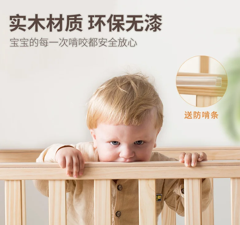 Portable wheels luxury side newborn sleeping boy girl small size cot wooden cot crib baby bed next to me