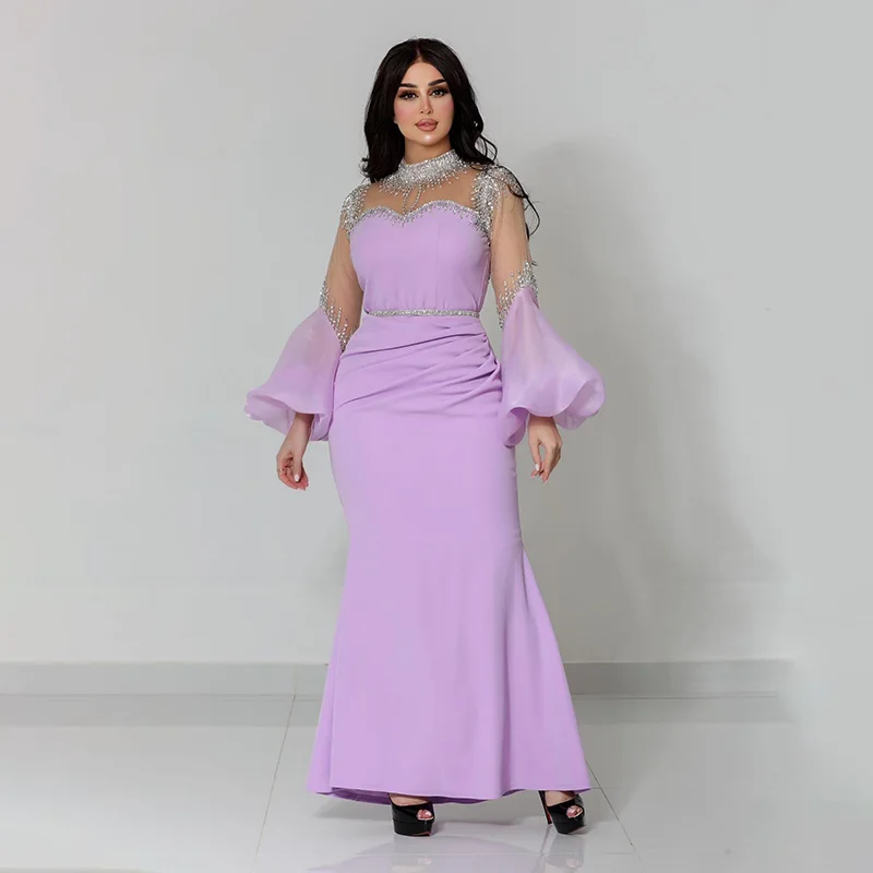 Jirocum-Robe de Rhsirène élégante pour femme, robe de soirée en cristal à col haut, longueur de rinçage, robe plissée pour les occasions spéciales, quelle que soit la femme, 2025