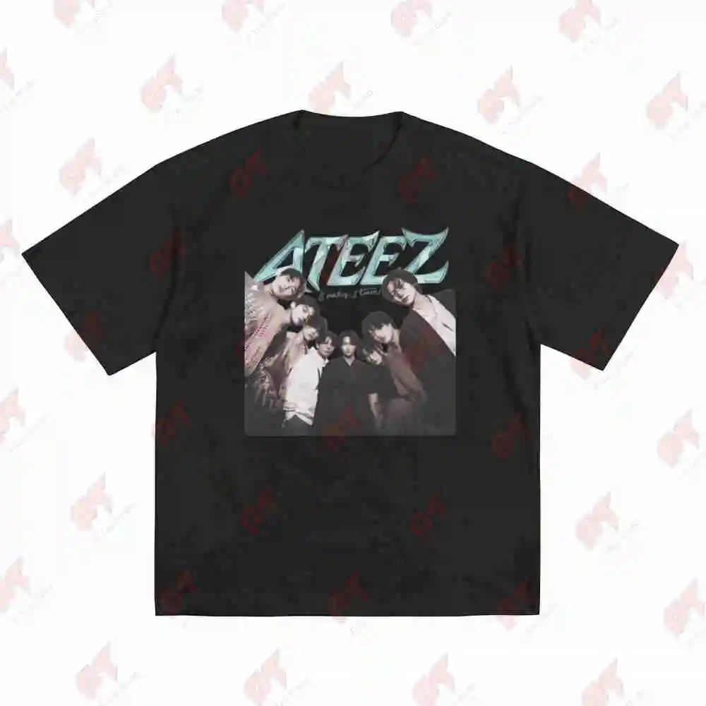 Retro Ateez Kpop Aniteez Members Vintage Short Sleeve Tee 100% Cotton T-Shirt