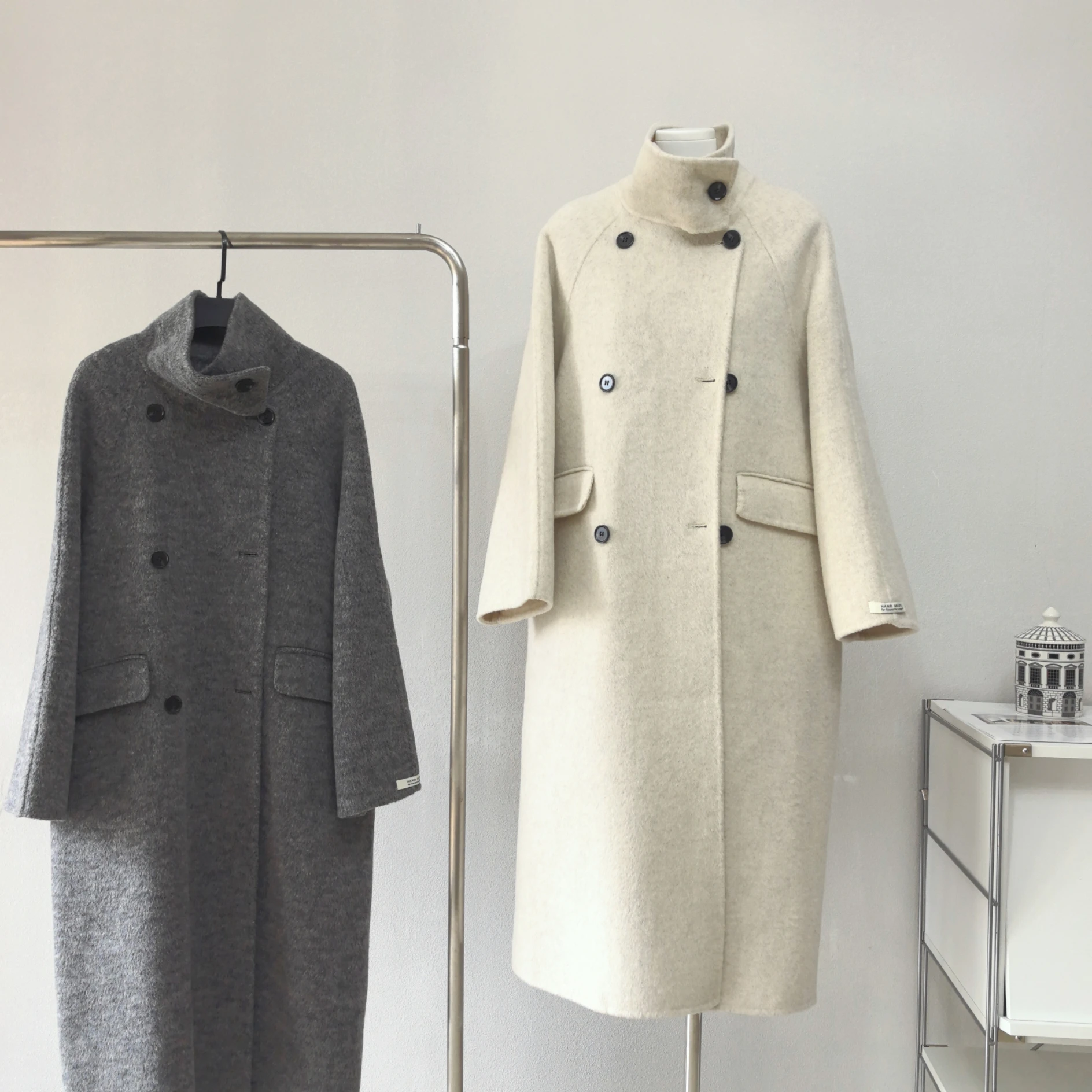 

Women's Autumn Winter Wool Turtleneck Thick Warm Long Coat Lady Streetwear Double Breasted Long Sleeve Loose Outwear