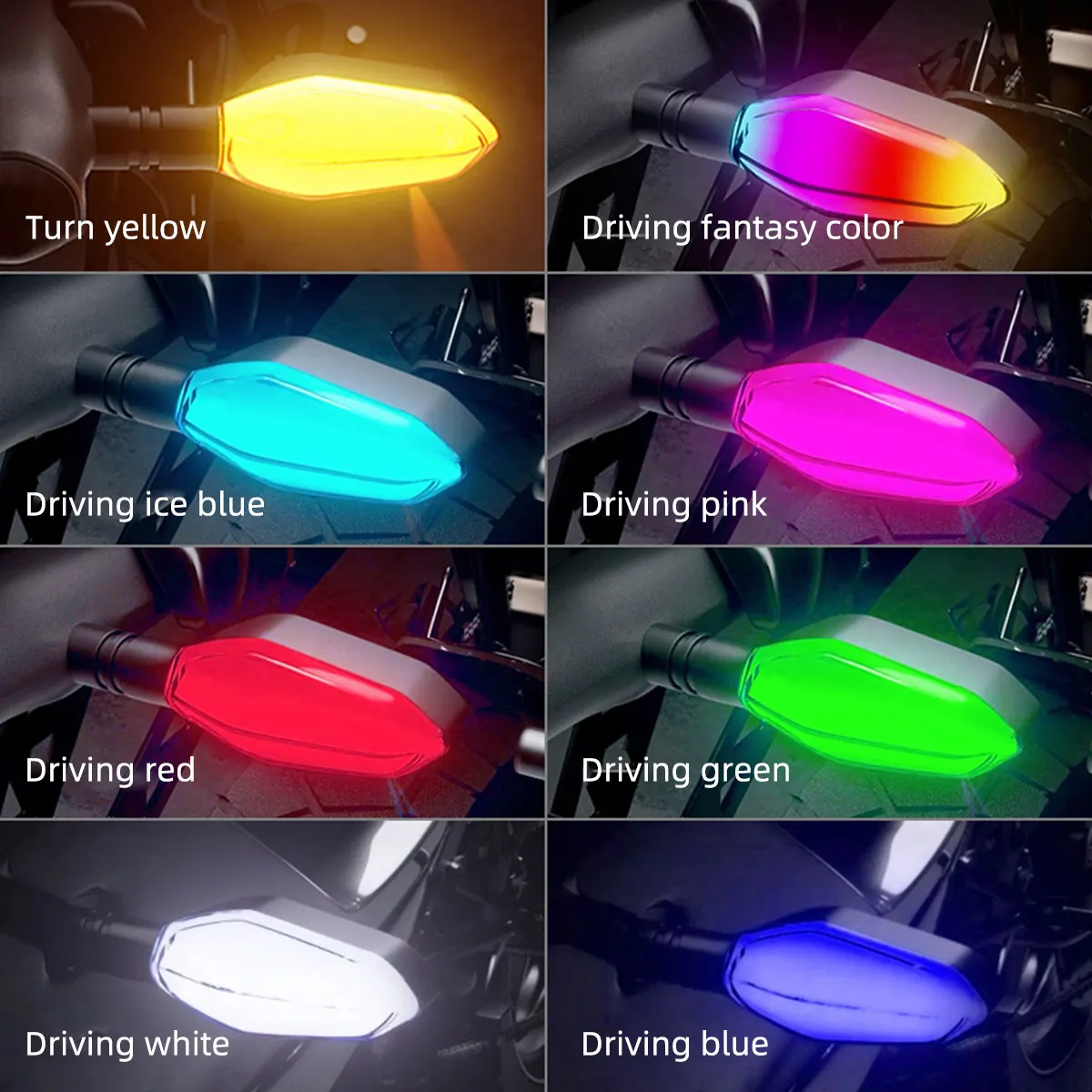 1 زوج دراجة نارية LED Underbody بدوره مصباح إشارة ملون 12 فولت متتابعة تتدفق فلاش مؤشرات أضواء الذيل مصباح العارض مصباح #3