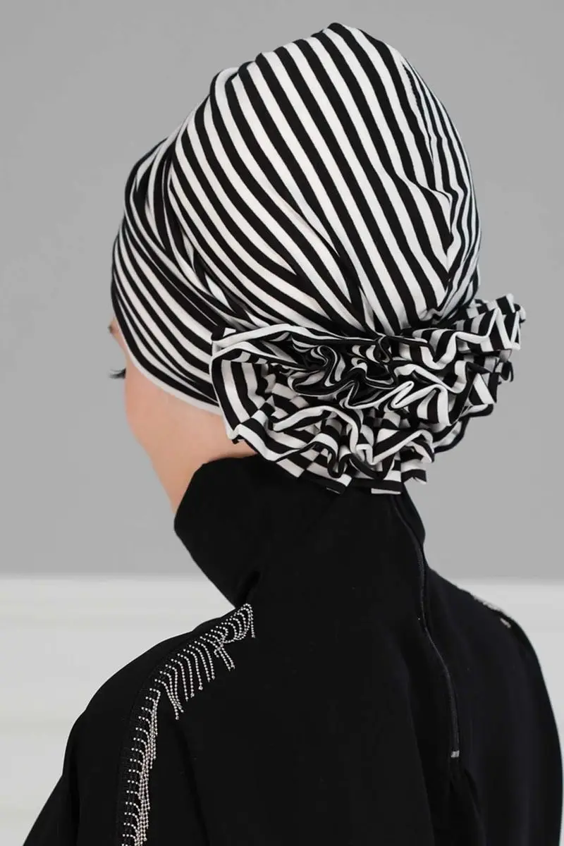 Cross rose striped Bone black