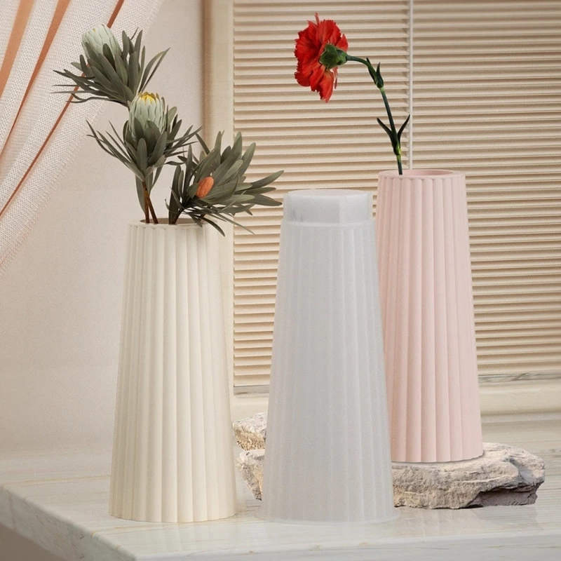 2 Pcs Striped Flower Vase Mold Plaster Table Ornament Mold Home Decorations Making Tool Pen Holder Epoxy Resin Mold