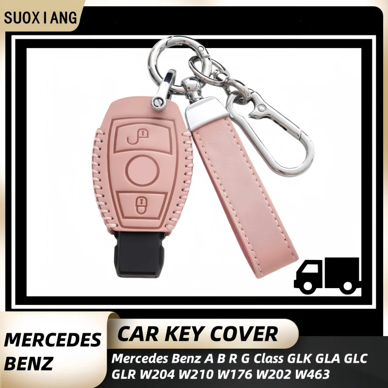 

New Soft Leather Car Key Case Cover Shell for Mercedes Benz W203 W204 W212 C180 GLK300 CLS CLK CLA SLK C S E Class Accessories