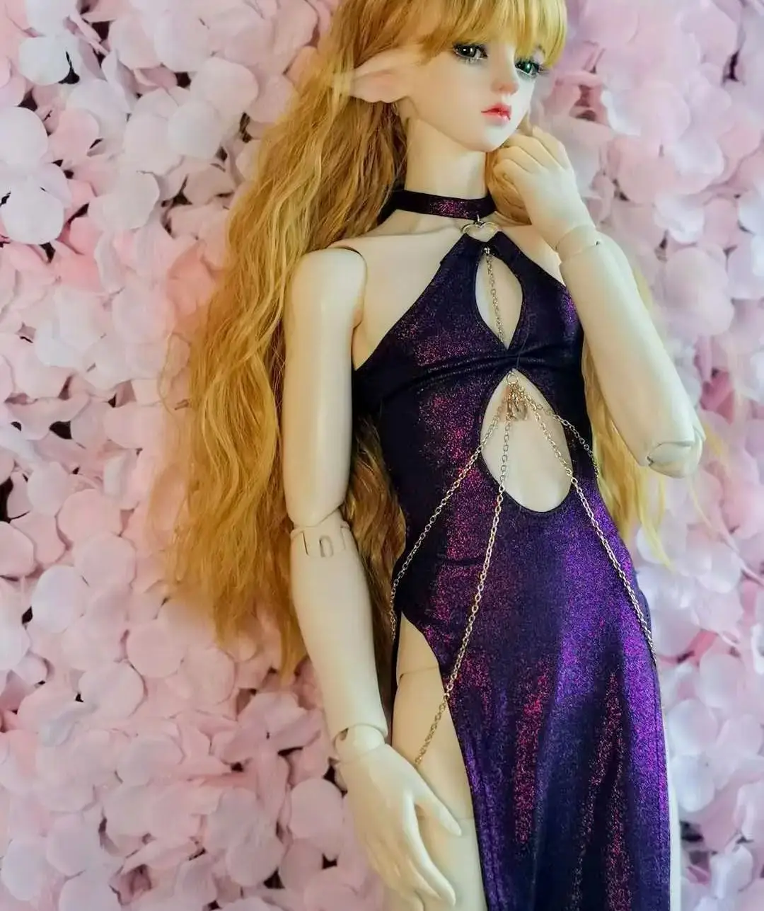 NEW BJD Doll clothes Sexy Dress Tight-Fit Halter Chain Cheongsam Black Blue Purple For 1/4 1/3 DD SD  Doll Clothes Accessories