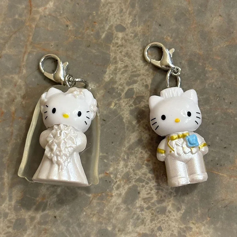 2 Stück Hello Kitty Schlüsselanhänger, süßer Katzenanhänger, Handyanhänger, Hochzeitsbegleiter, Geschenk für Paare – Detail 7